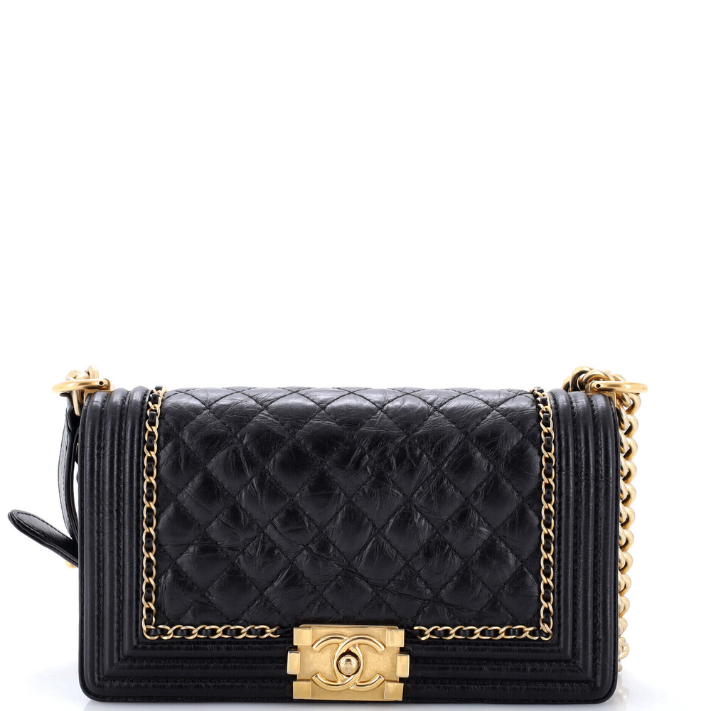 Chanel Old Medium Jacket Boy Flap Bag Quilted Aged Calfskin